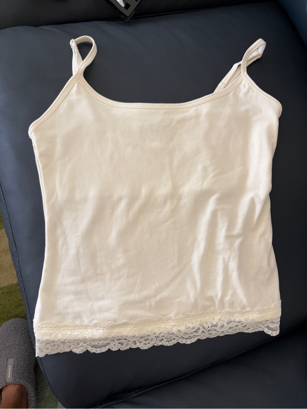 Juniors Cream Lace Trim Cami Tank Top - Women